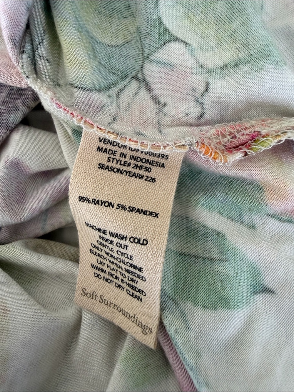 Soft Surroundings Floral Print 3/4 Sleeve Jersey Knit Maxi Dress 3X - Picture 9 of 11
